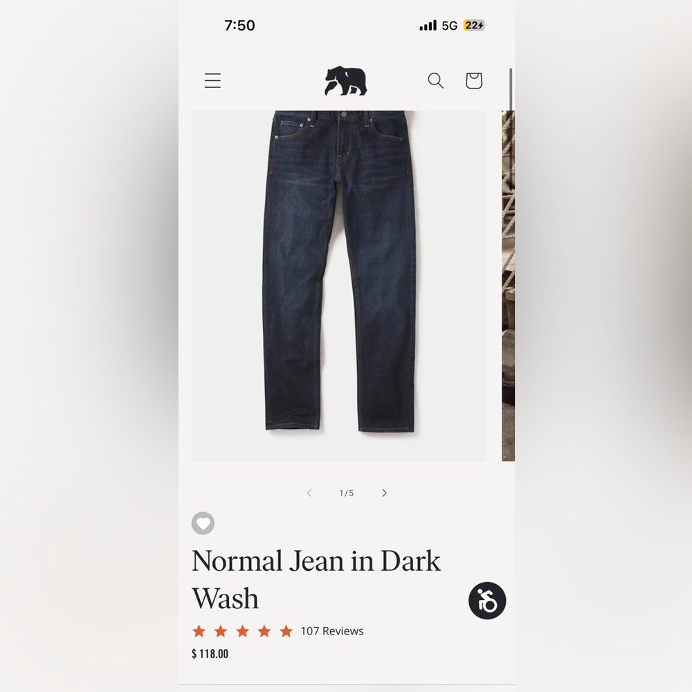 NWT The Normal Brand Men’s Jeans 30x32 Slim Dark Blue